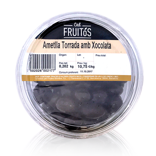 Almendra Tostada con Chocolate Bandeja 200gr