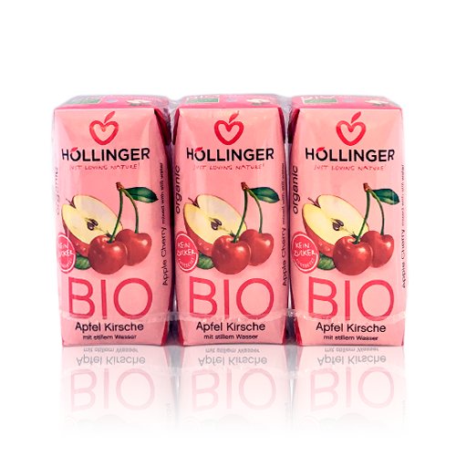 Zumo de Manzana y Cereza Bio Pack3 200ml.Hollinger