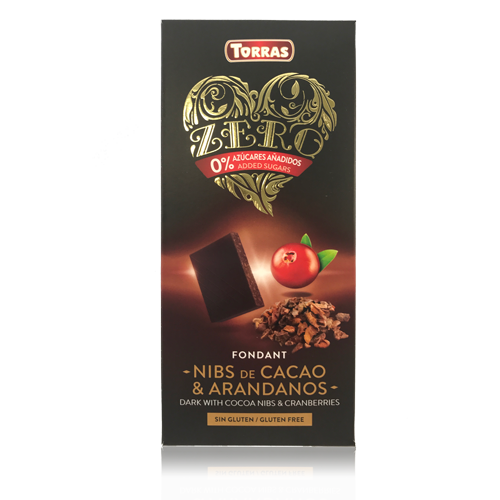 Chocolate Negro Nibs de Cacao con Arándanos Zero 