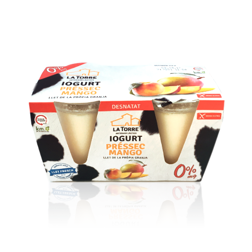 Iogurt Desnatat de Mango i Préssec pack 2x125gr
